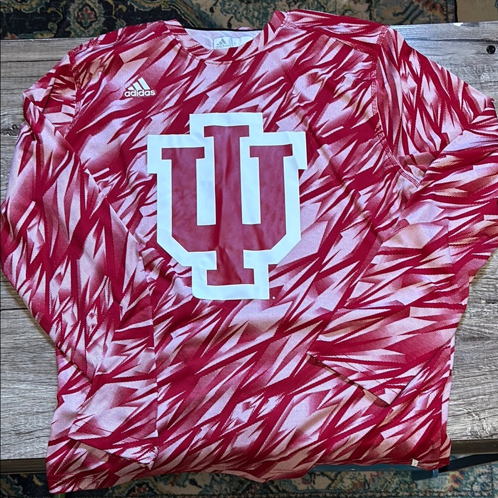 Adidas Indiana IU Red and White Patterned Long Sleeve Shirt